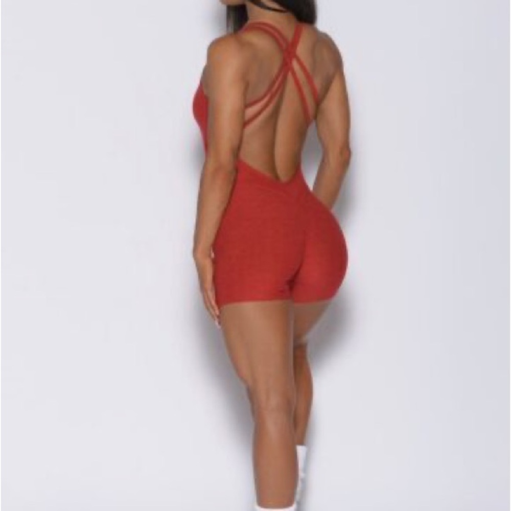 Bombshell Sportswear Forms Bodysuit in red, size small